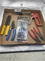 WIRE PLIERS, CIRCUIT TESTER, STAPLER, 3) SNAP