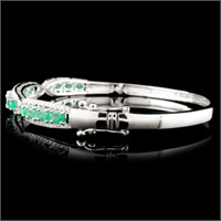 2.60ctw Emerald & 0.63ctw Diam Bangle in 14K Gold