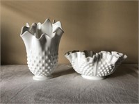 White milk glass ruffled edges