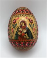 Old Russian Wooden Easter Egg Hand Painted