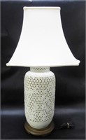 White Ceramic Table Lamp, Needs New Plug