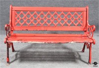 Painted Metal & Wood Outdoor Bench