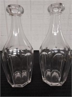 10" civil war era 2 FLINT GLASS decanters pair