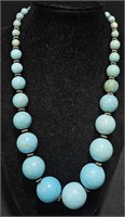 Turquoise Bead & .925 Sterling Silver Necklace