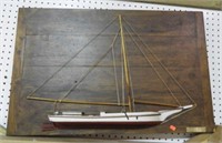 Hand crafted half hull model of Skipjack circa