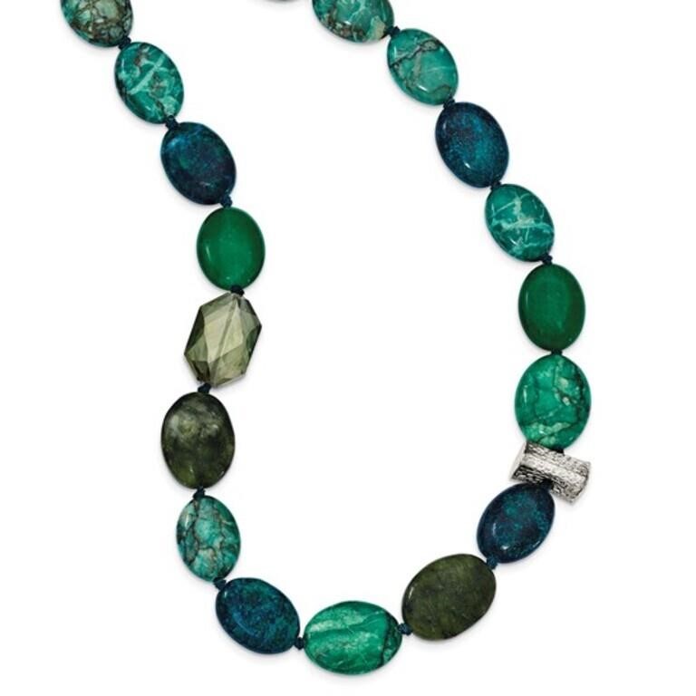 Sterling Silver Jade, Crystal, Jasper necklace