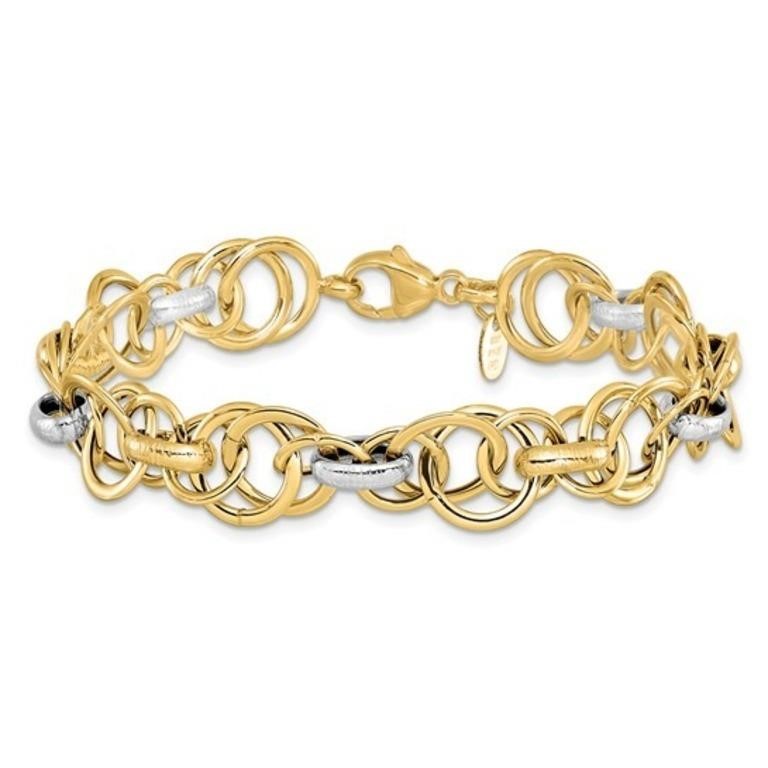 14k-Textured Fancy Link Bracelet