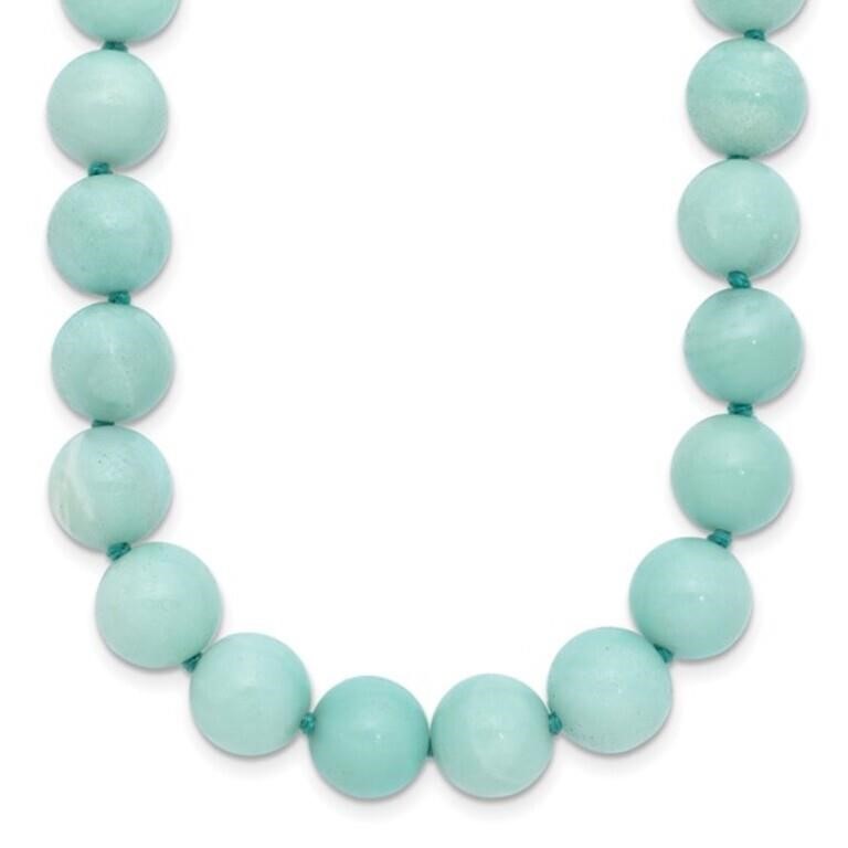 10-10.5mm Smooth Beaded Amazonite Necklace