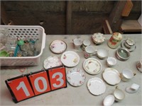 CHINAWARE - TEA CUPS & SAUCERS, SALT & PEPPER