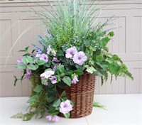 Large Artificial Floral in Wicker Basket, 38"