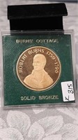 Burns Cottage solid bronze token in case