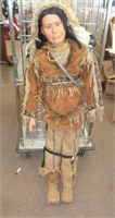 LARGE 48" TALL NATIVE AMERICAN DOLL / C