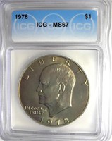1978 Ike ICG MS67 LIST $7500 ex rare 67