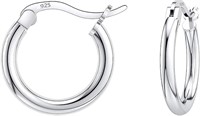 Italian Sterling Silver 12mm Round Hoop Earrings