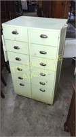 Painted wood vintage shop cabinet 10 drawers 2