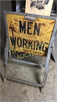 Men working sign two sided