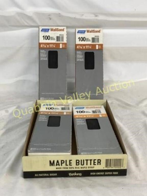 4 BOXES OF NORTON 100 GRIT SAND PAPER SHEETS