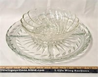 Glass Divided Serving Platter & Vintage Swirl Bowl