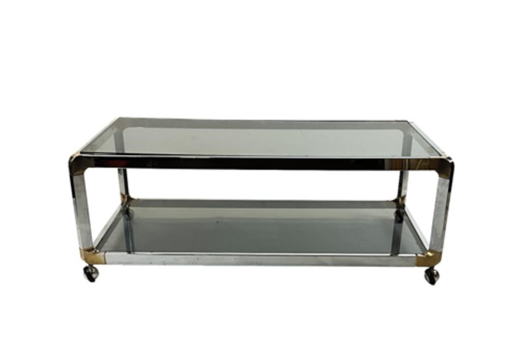 MODERN DESIGN CHROME AND GLASS COFFEE TABLE