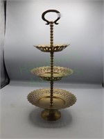 3 Tier Vintage candy bowl w/ scalloped edges