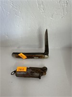 Vintage pocket knife and lighter