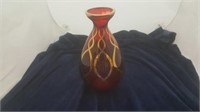 9.5" Ruby Glass Vase With Gold Décor