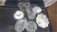 Tray Lot Of Fine Bone China & Crystal.  8 Pieces