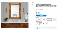 SE6062 Wood Wall Rectangle Mirror,Brown,32*24
