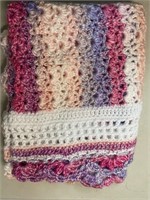 HAND CROCHET BABY BLANKET 42 X 32 INCHES