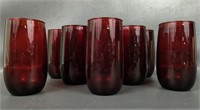 Eight Vintage Ruby Red Tumblers