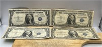 FOUR RARE $1 Silver Certificate Dollar Bills