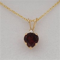 10KT 0.75CTS GARNET & CUBIC ZIRCONIA PENDANT