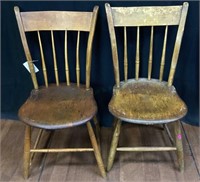 20th C. Early American Maple Plank Side Chair