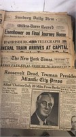 Newspapers. April 1945 & 1969.  Roosevelt,