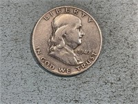 1949D Franklin half dollar