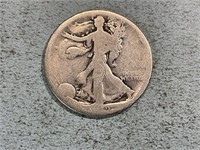 Worn date Liberty walking half dollar, S mint mark