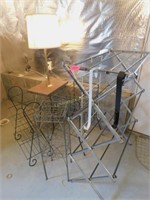 metal stands, light/stand, drying rack, misc