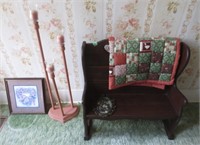 Small decorative bench, picture, candle holder