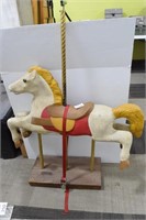 Antique Wooden & Metal Carousel Pony
