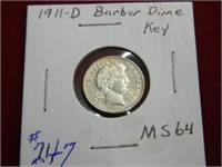 1911D Barber Dime - MS64 - Key Date