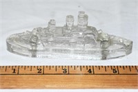 VINTAGE GLASS BATTLESHIP CANDY CONTAINER