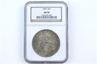 1896 Morgan Dollar. NGC AU-58