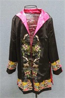 Oriental Silk Embroidered Lined Smoking Jacket
