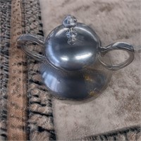 silver or Pewter Toned Hallmarked Lidded Sugar