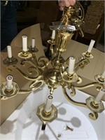 Brass two-tier chandelier for arm top 8 arm base