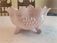 Decorative pink footed bowl chipped