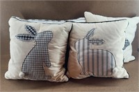 4 Rabbit Themed Throw Pillows