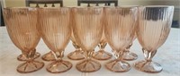 10 light pink heavy wine glasses