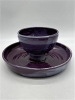 Handmade Chip & Dip Pottery Bowl Set