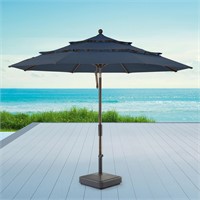 $220  11ft Wood-Look Collar Tilt Aluminum Umbrella